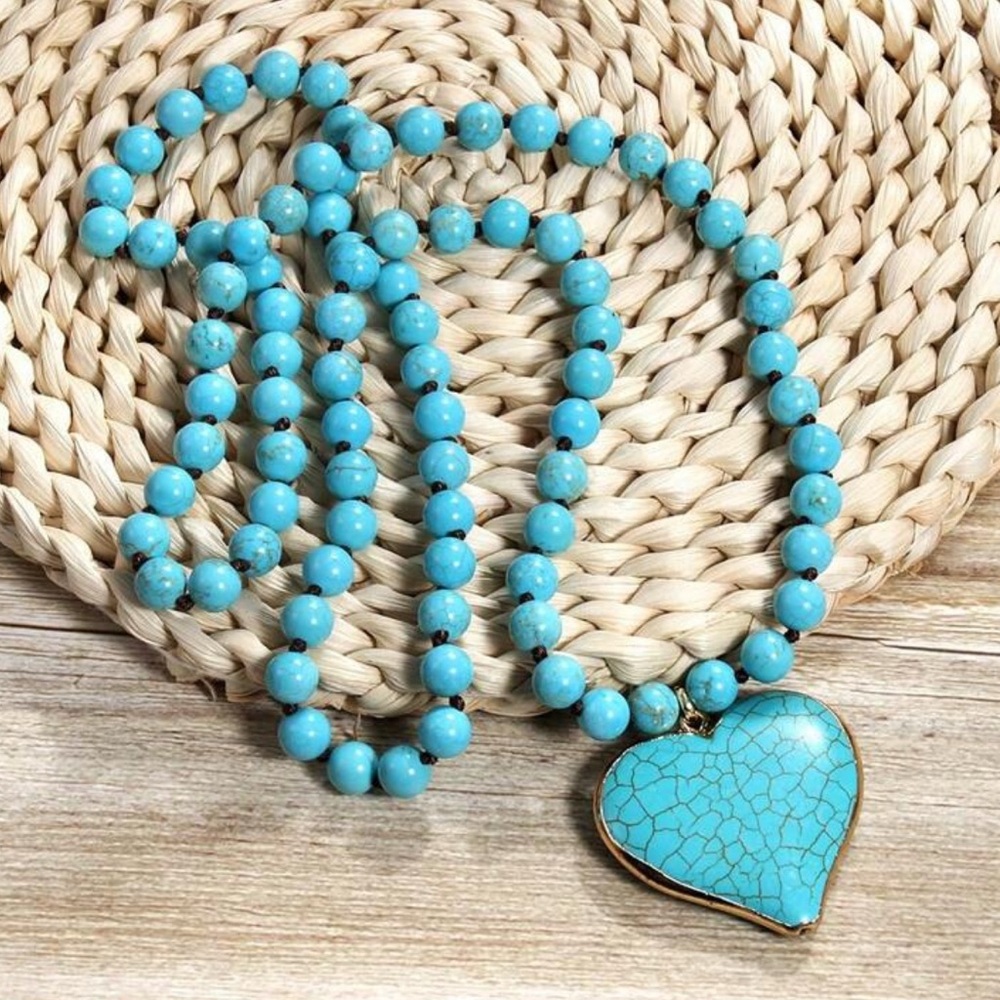 Turquoise Heart Pendant Necklace - Picture 2 of 5